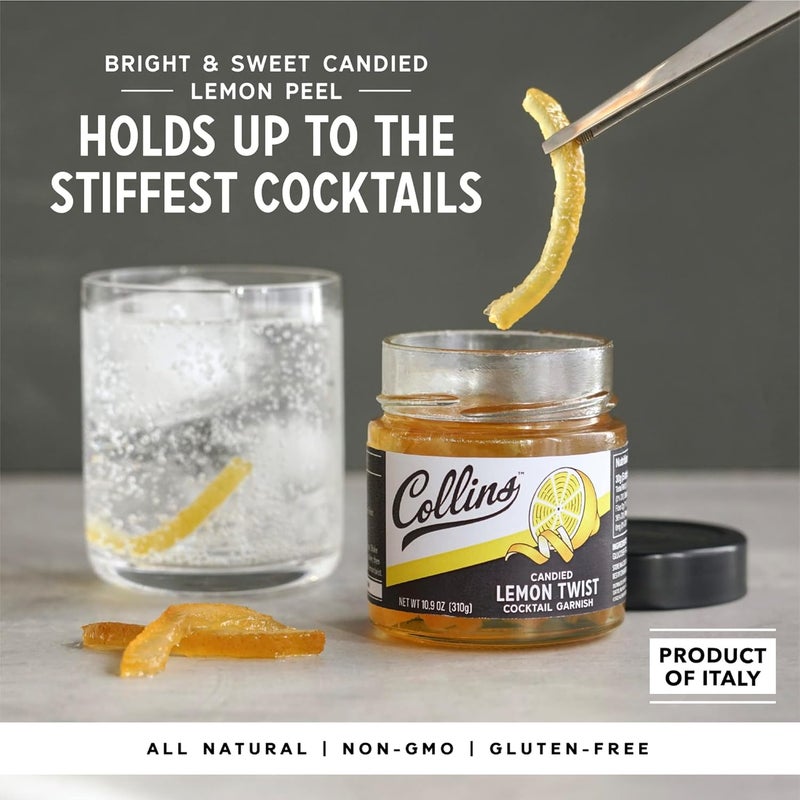 Collins Candied Lemon Twist in Syrup - 10.9oz Cocktail Garnish - Image 2